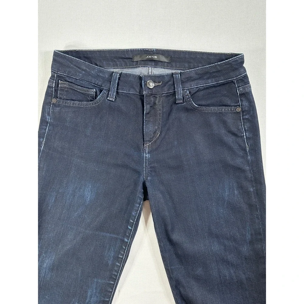 Joe's Jeans Cropped Denim Womens 27 Dark Blue Excellent Cuffed Stretch Mid Rise